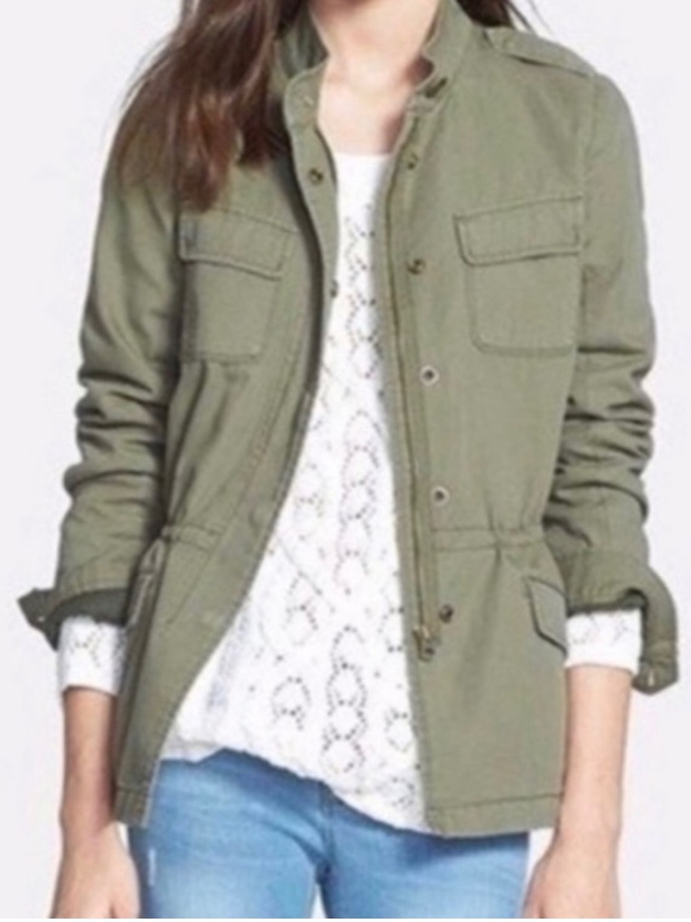 Nordstrom Hinge Army Green Utility Jacket Women’s Size Small 100% Cotton